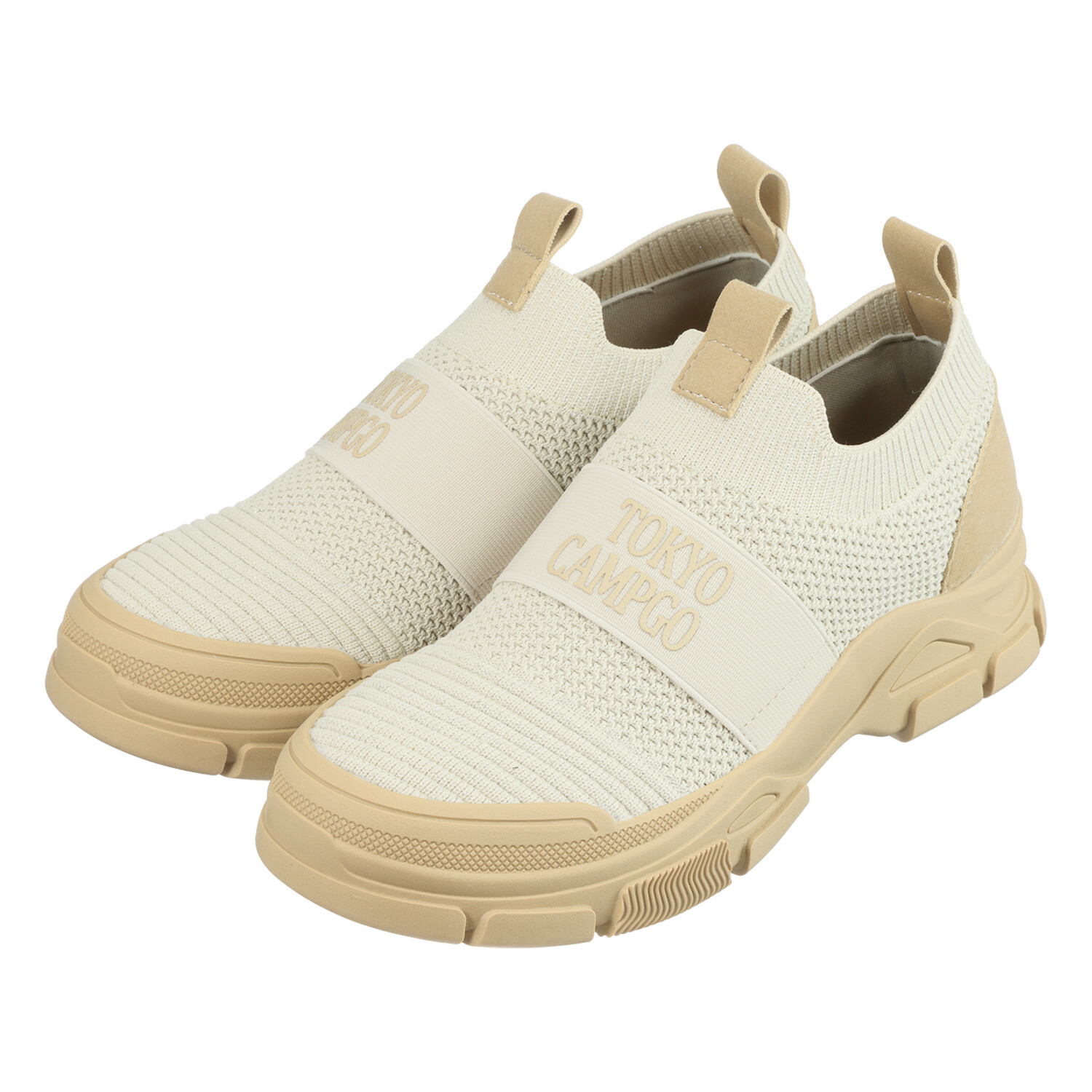 トーキョーキャンプゴー 防水・防滑 ニット素材で着脱ラクラク ボリュームソール スリッポンシューズ