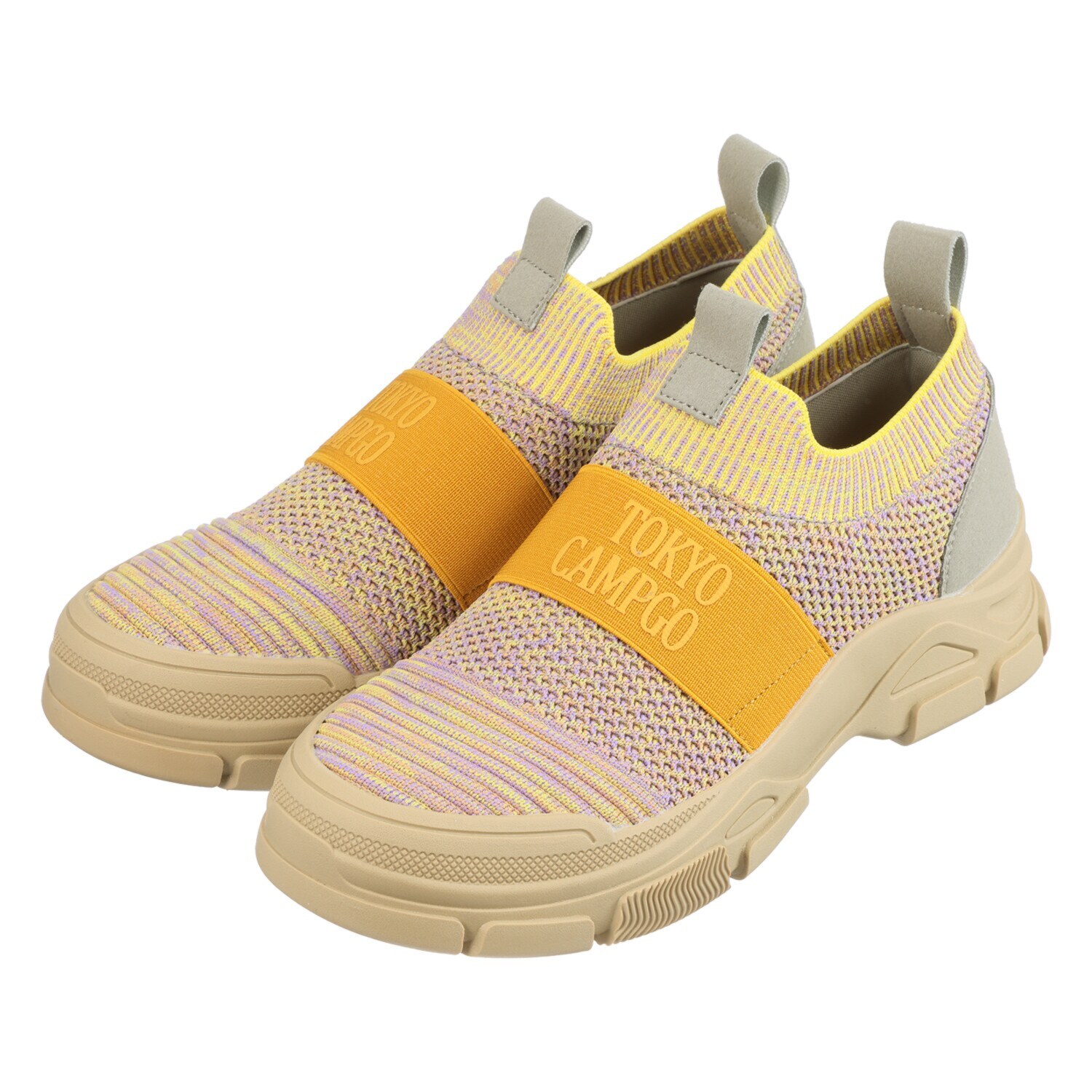 トーキョーキャンプゴー 防水・防滑 ニット素材で着脱ラクラク ボリュームソール スリッポンシューズ