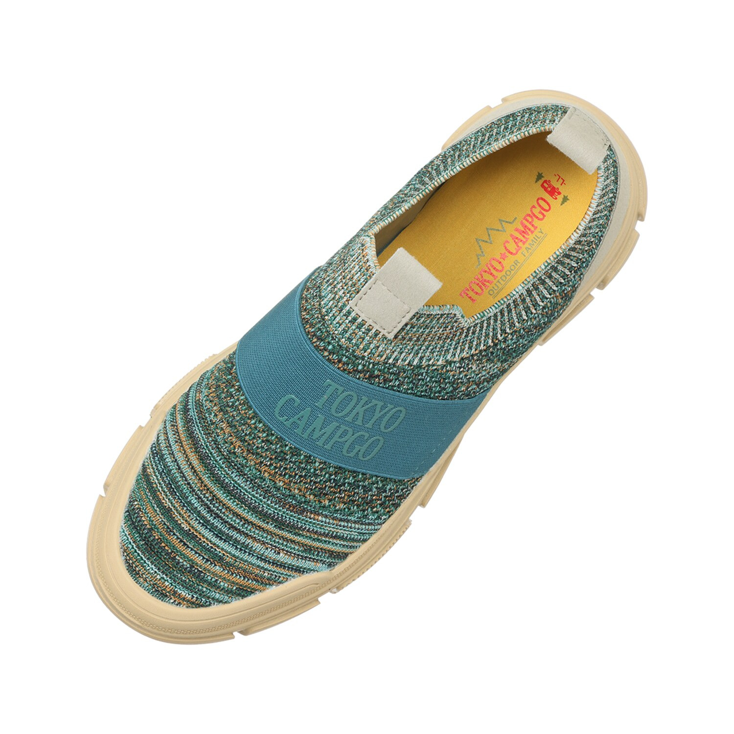 トーキョーキャンプゴー 防水・防滑 ニット素材で着脱ラクラク ボリュームソール スリッポンシューズ