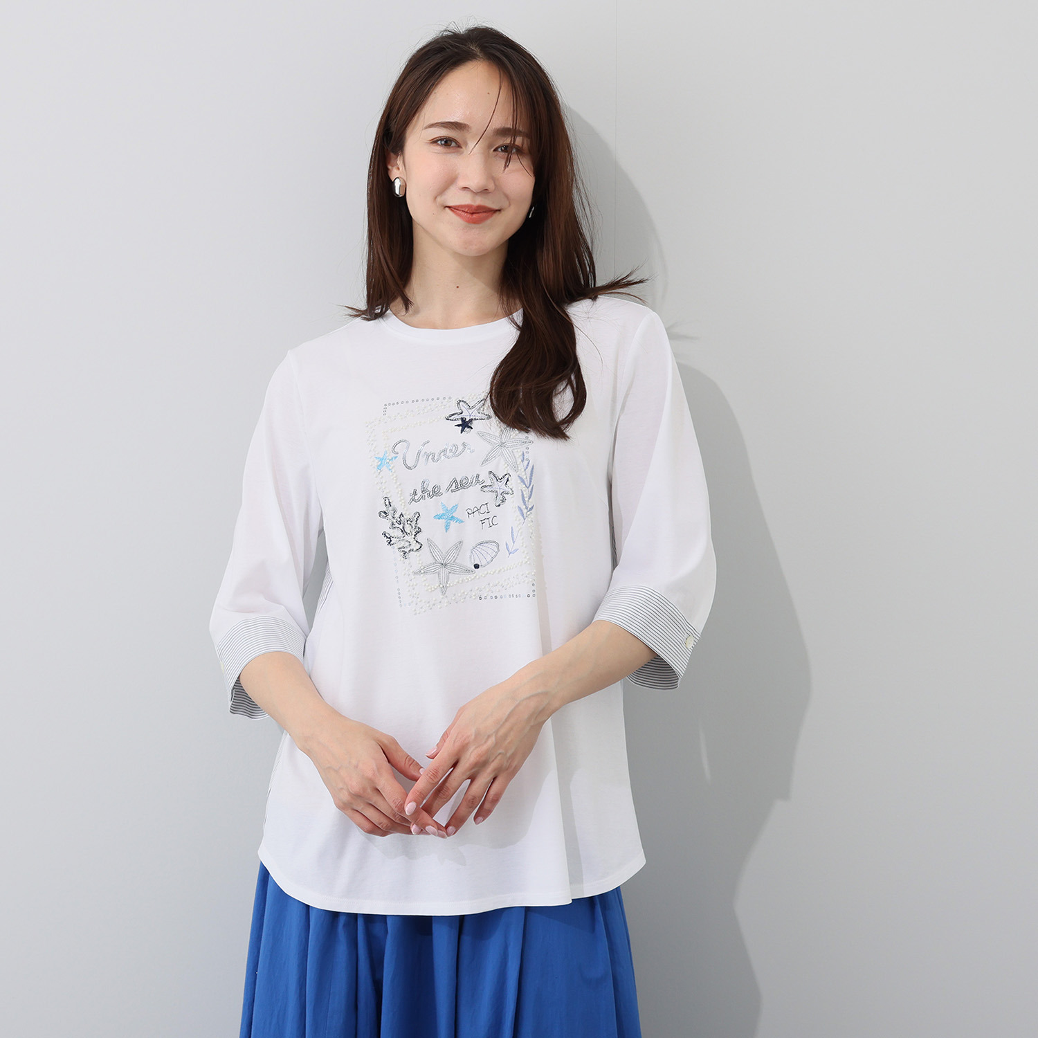 レ・ラリック ビーズ＆刺しゅう加工 カットソー