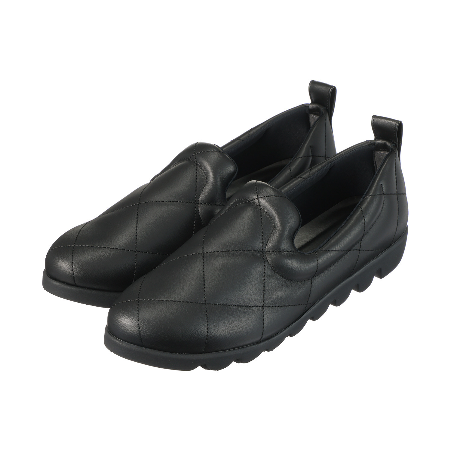 ヒルズアヴェニュー ＜日本製＞シープレザー キルティング リップルソールスリッポン