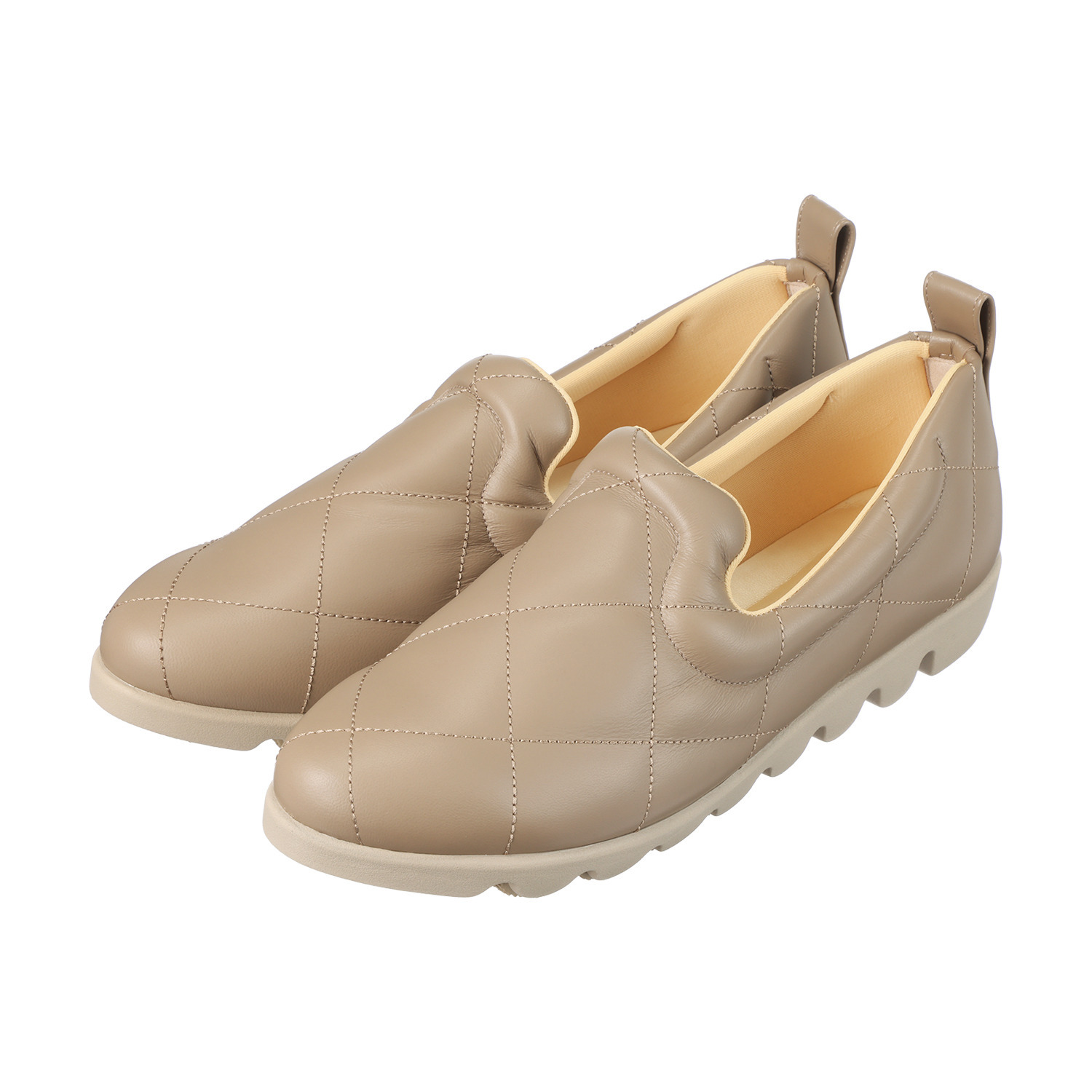 ヒルズアヴェニュー ＜日本製＞シープレザー キルティング リップルソールスリッポン