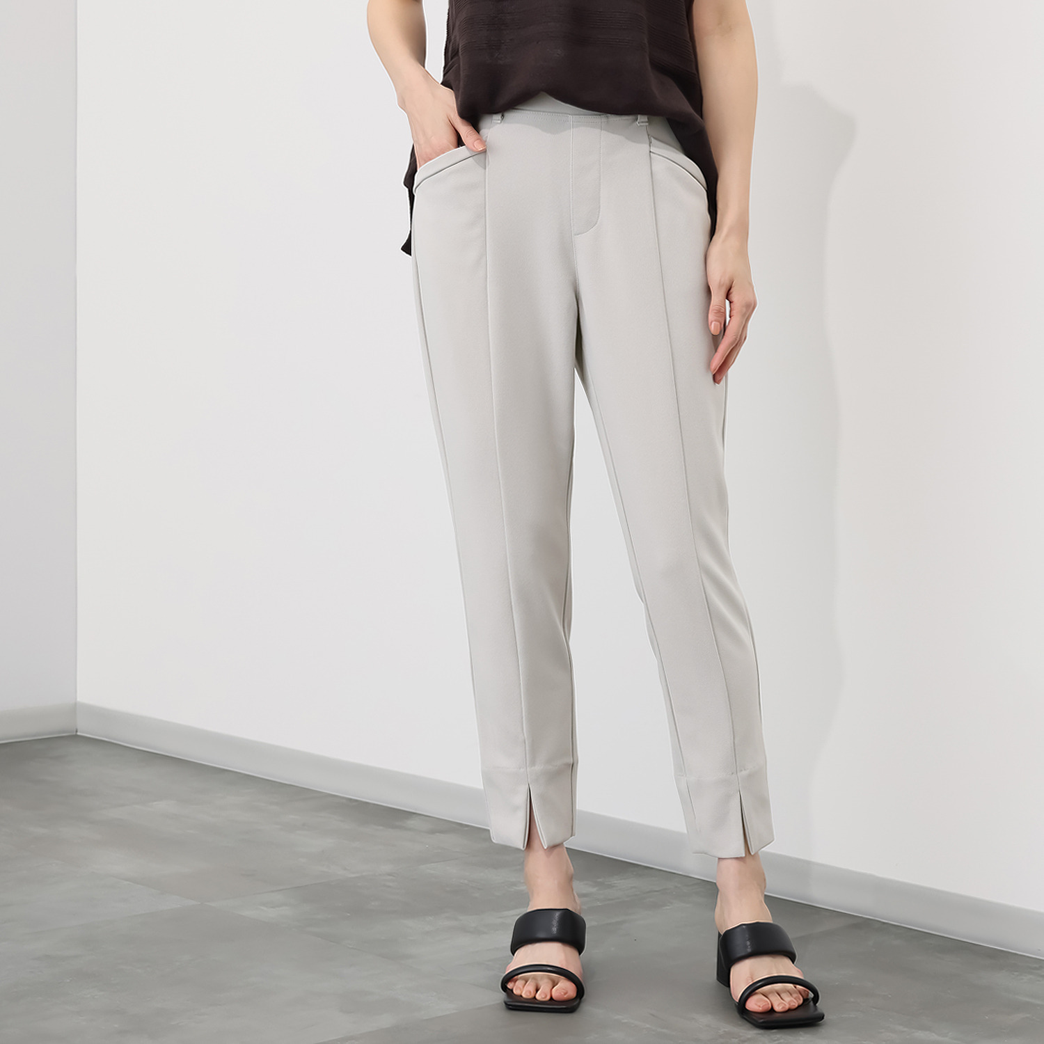 ラ・シュシュ ＵＶカット ドライジョーゼット センタースリット入り スリムパンツ