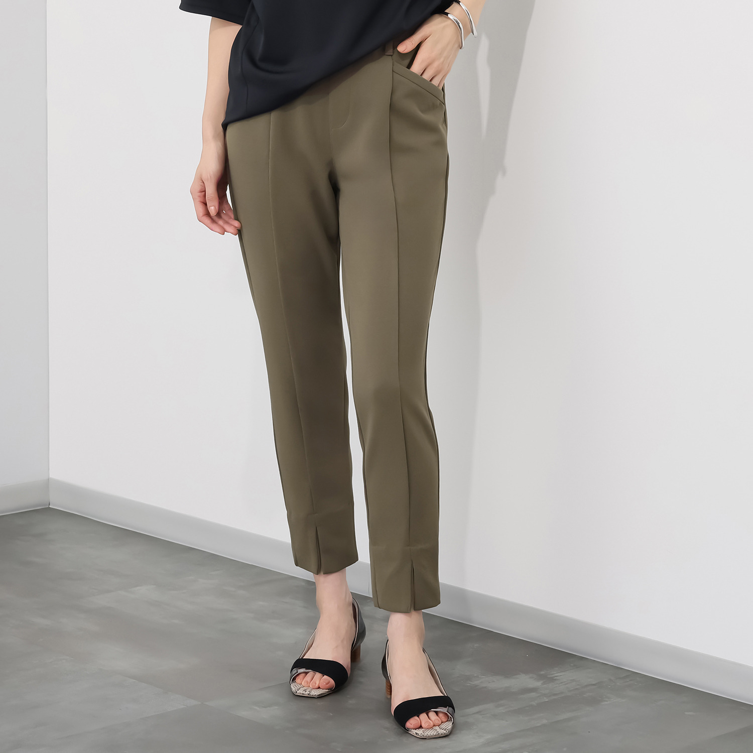 ラ・シュシュ ＵＶカット ドライジョーゼット センタースリット入り スリムパンツ