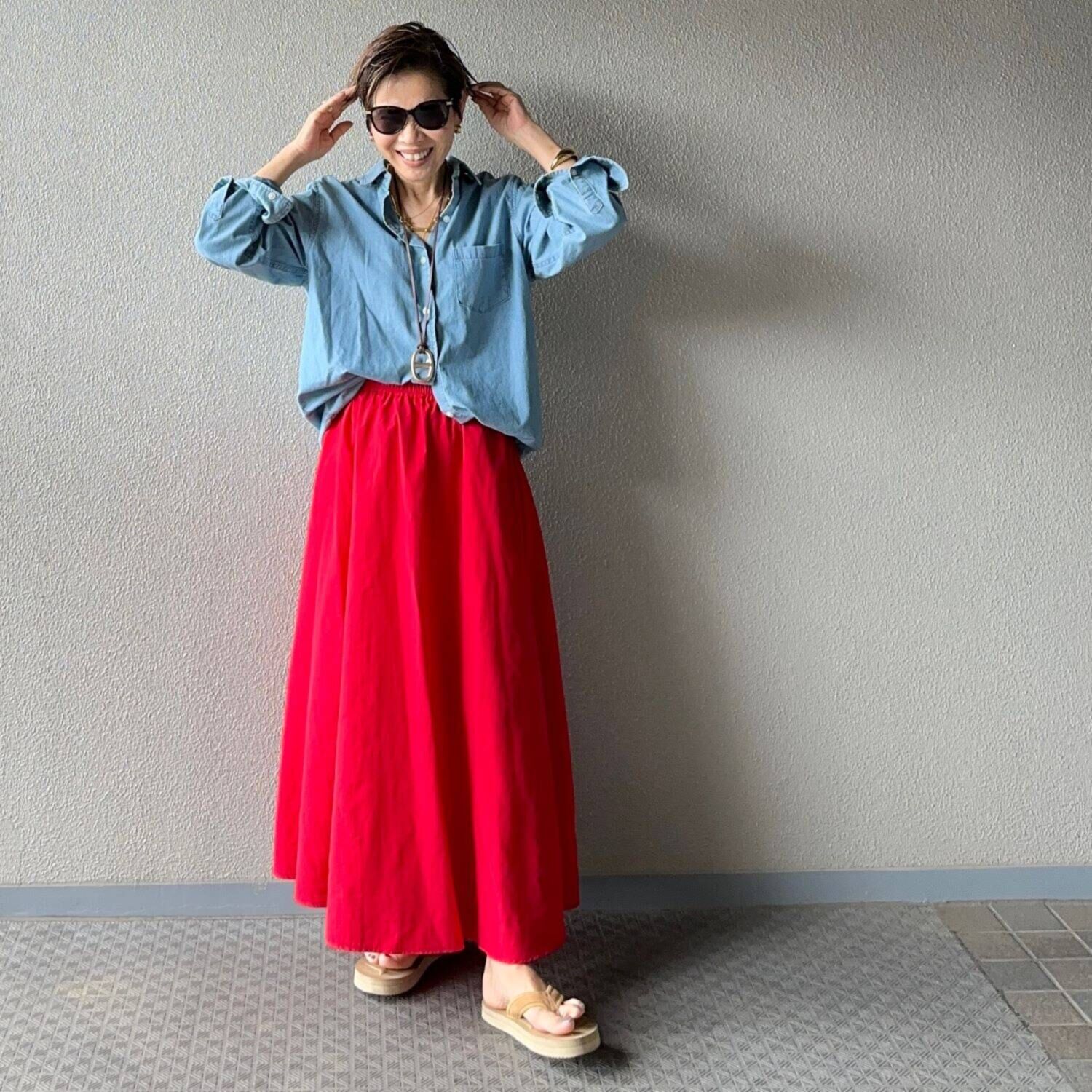 ラソエヌサーティスリー ディグリーズ はっ水 ギャザースカート