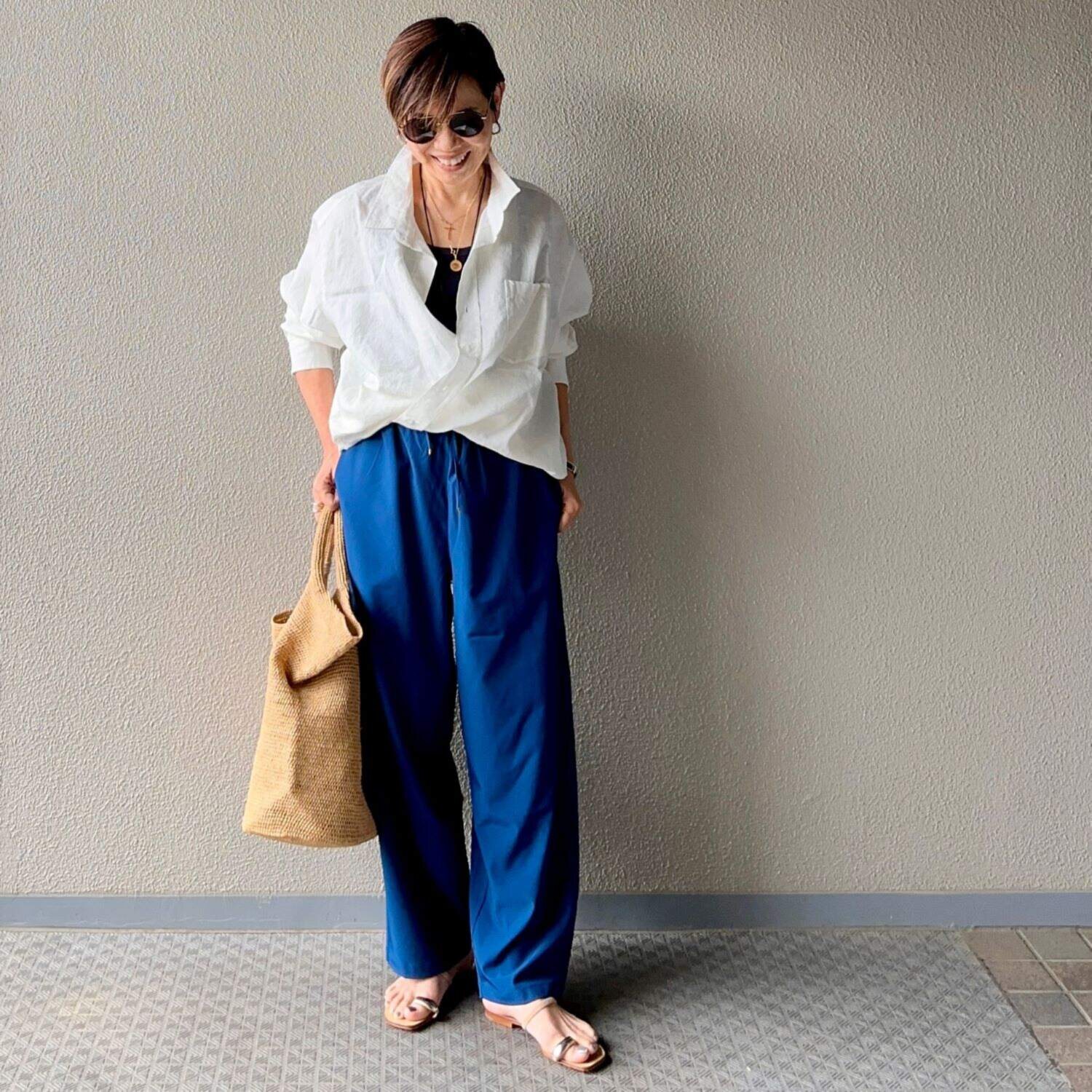 ラソエヌサーティスリー ディグリーズ リラックスシルエット ギャザーイージーパンツ