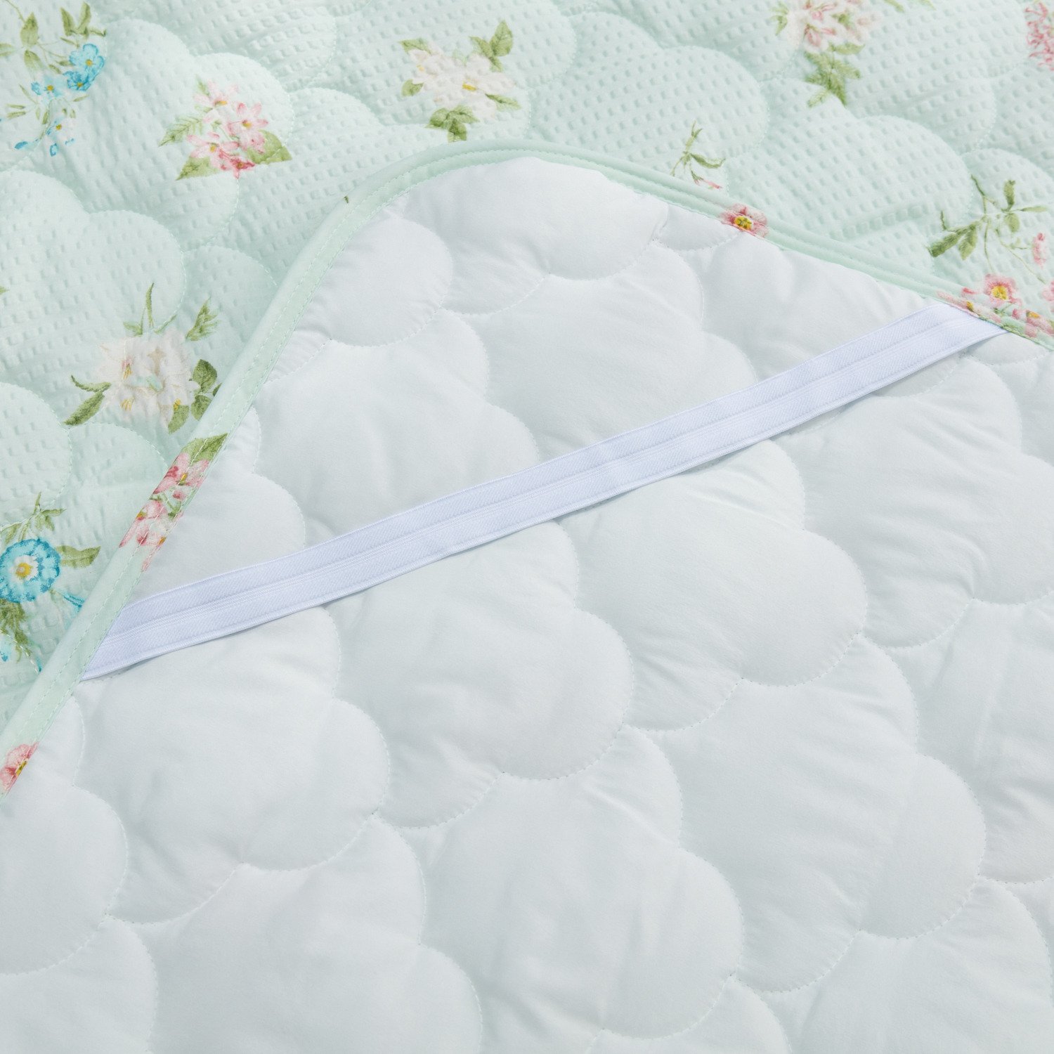 大津毛織 やわらか・さわやか 綿混リップル キルトケット＆ 敷きパッド２点セット ＜ダブル＞