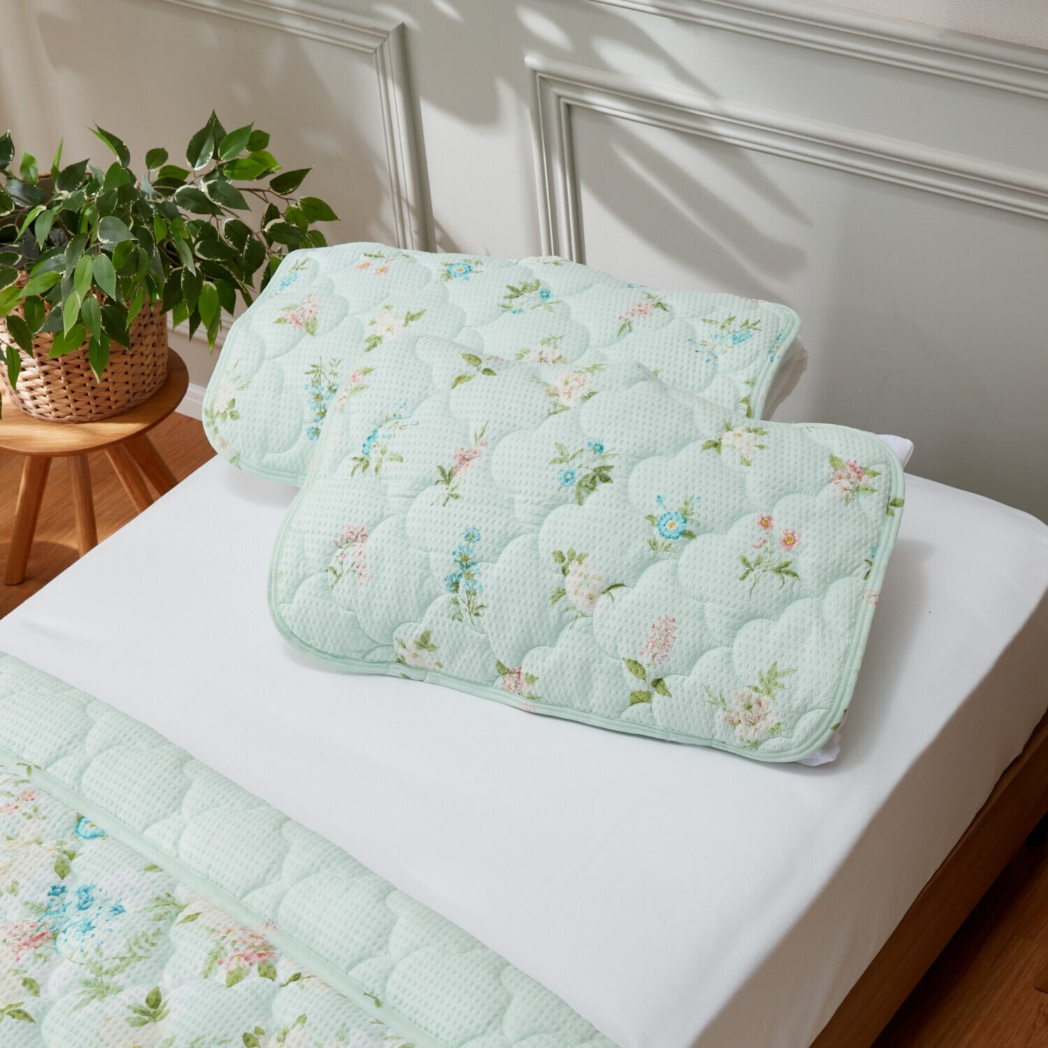 大津毛織 やわらか・さわやか 綿混リップル 枕パッド２枚組