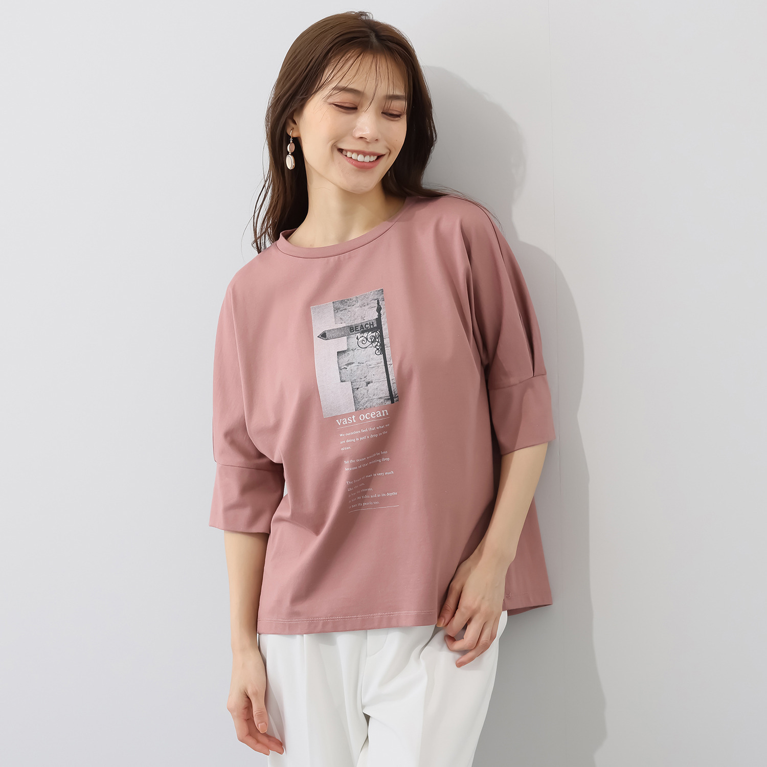 ノーボノーボ ドルマンスリーブ フォト＆ロゴＴシャツ