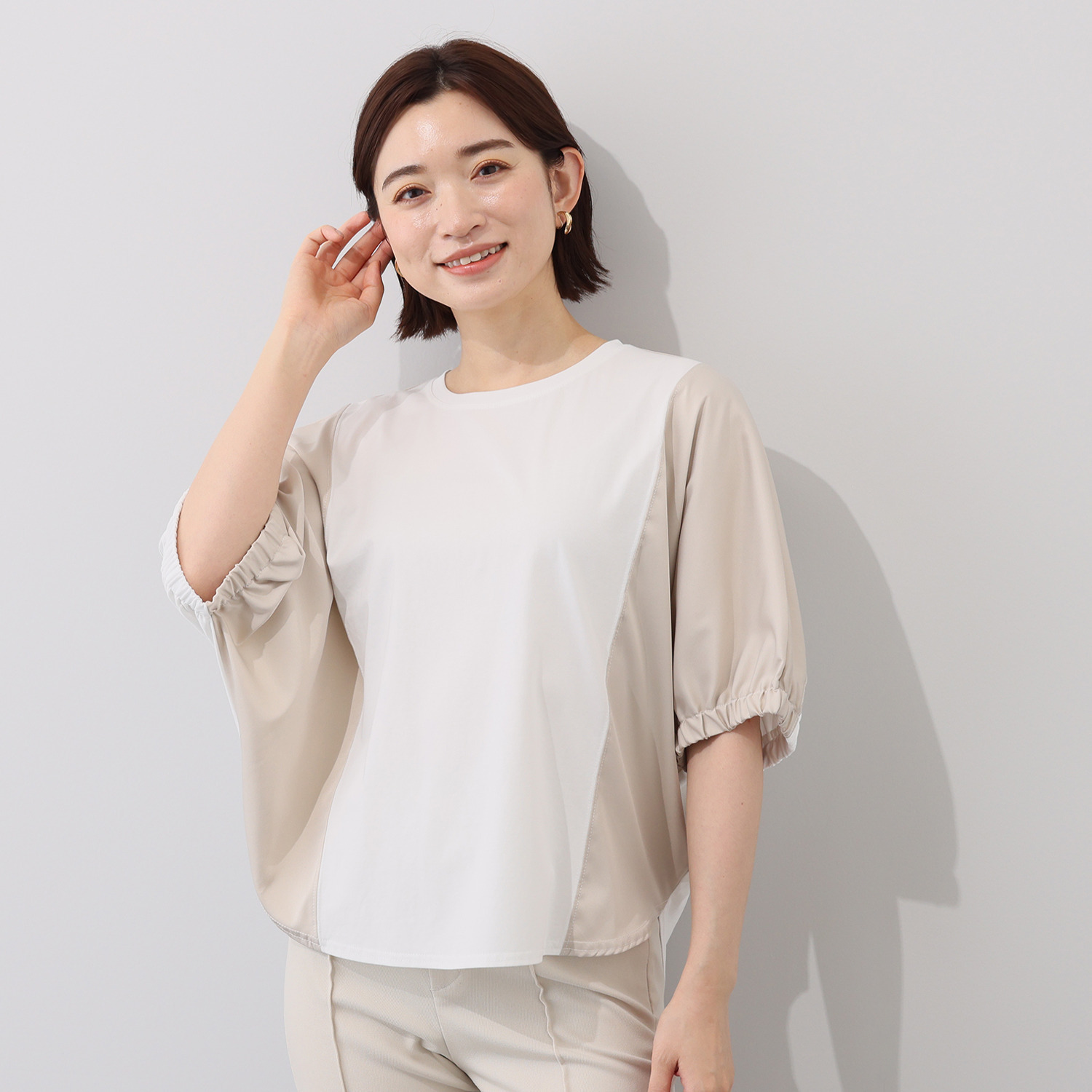 クオリー 布帛切替デザイン プルオーバー