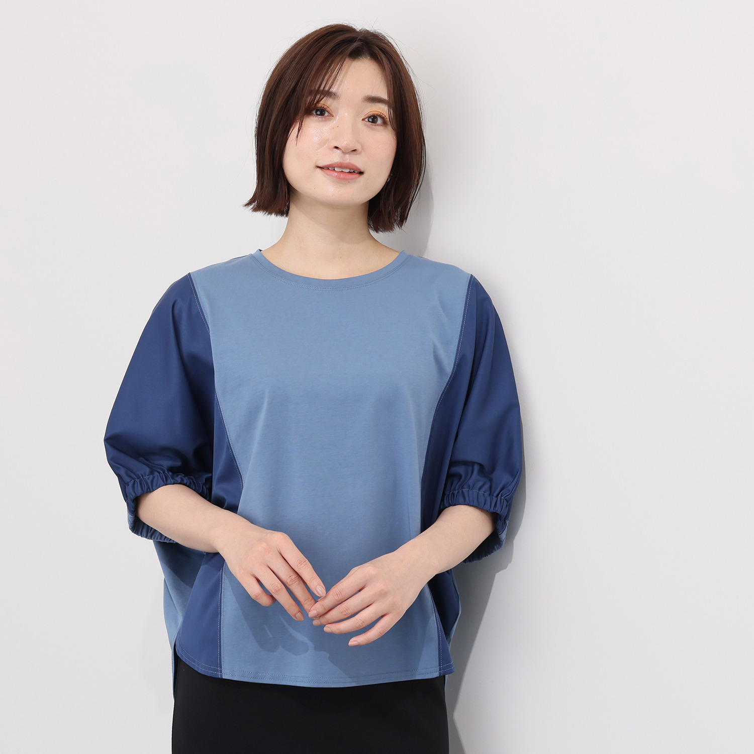 クオリー 布帛切替デザイン プルオーバー