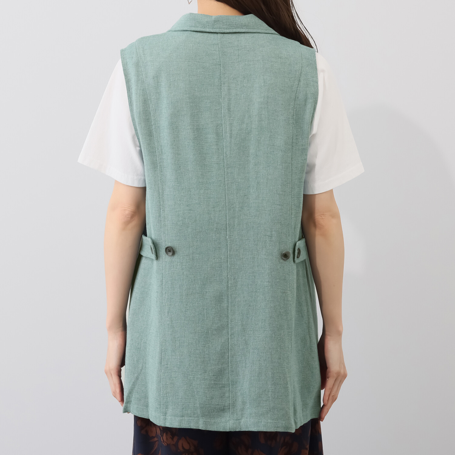 ルナリア 麻混カラミ織 スタンドカラーベスト