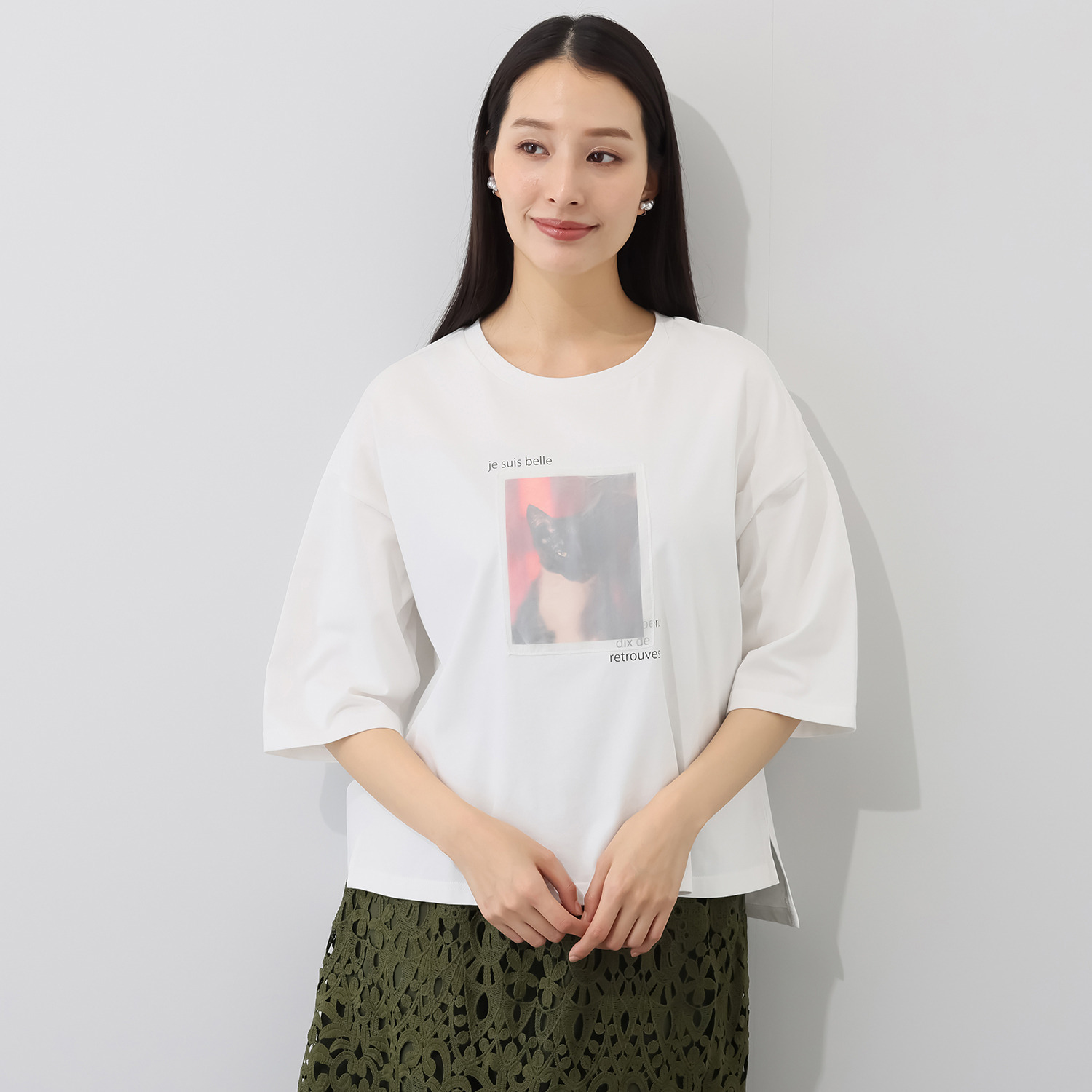 エピデミーク オーガンジー加工 猫Ｔシャツ