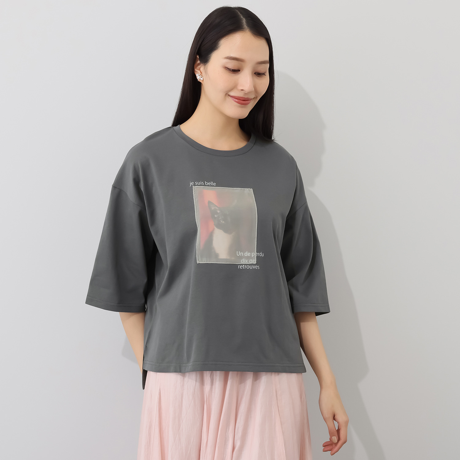 エピデミーク オーガンジー加工 猫Ｔシャツ