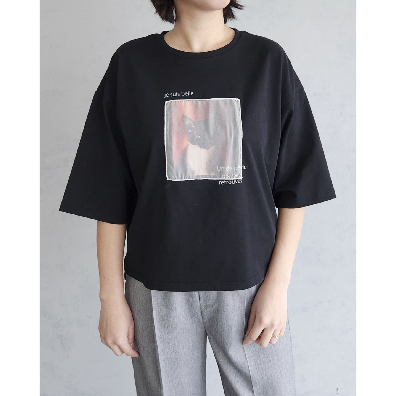 エピデミーク オーガンジー加工 猫Ｔシャツ