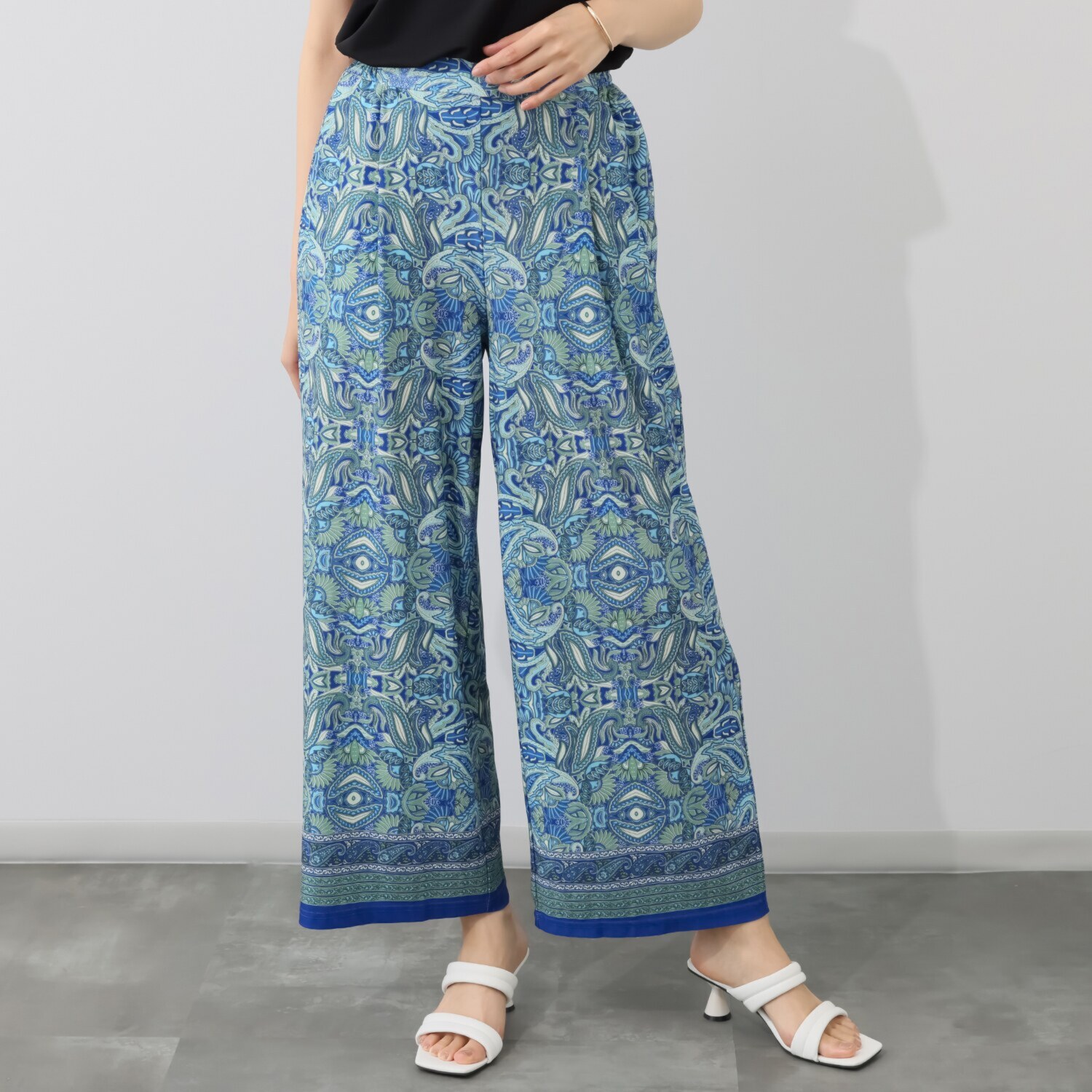 ルイボーテ ひんやりクール らくちんスマート セミワイドパンツ