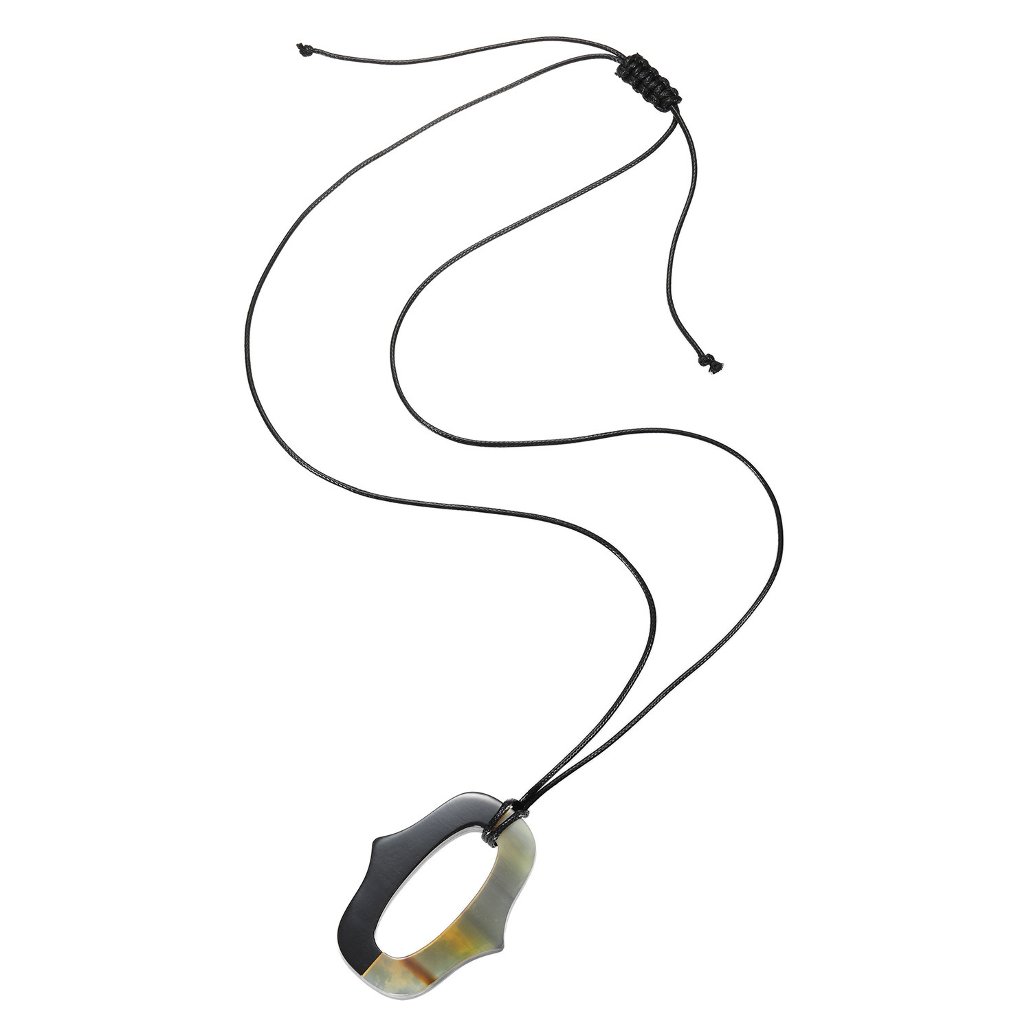 マダムヒロコ 水牛 バイカラーデザイン リバーシブル ロングペンダント “Ｏｈ！イェー”