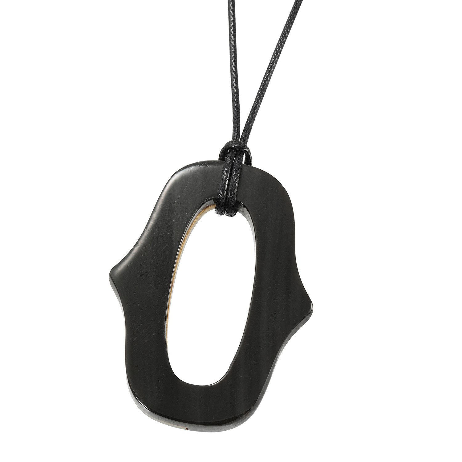 マダムヒロコ 水牛 バイカラーデザイン リバーシブル ロングペンダント “Ｏｈ！イェー”