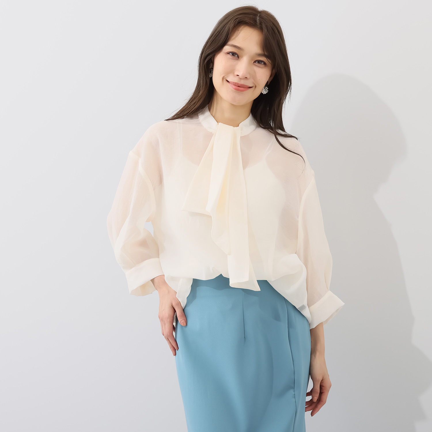 アリュメット セミシアーオーガンジー ブラウス