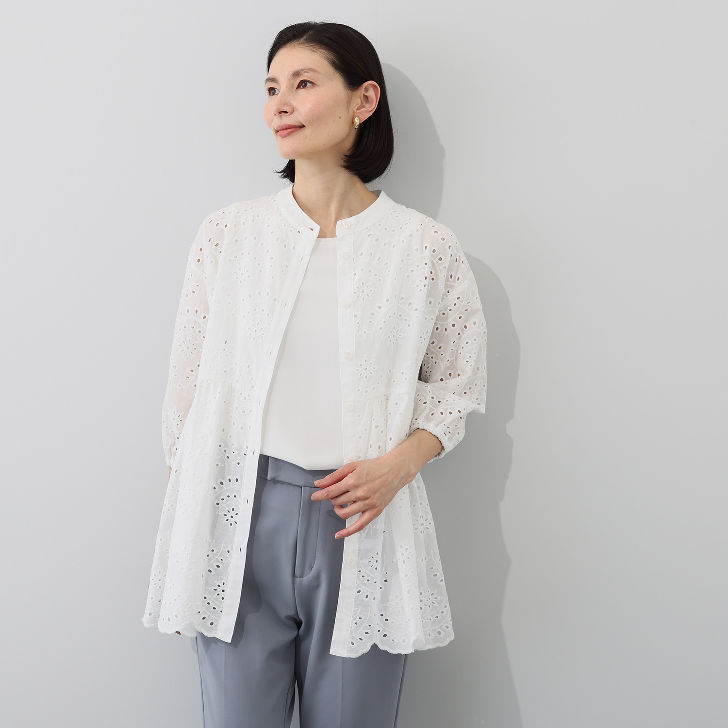 ダジュール カットワーク レースブラウス