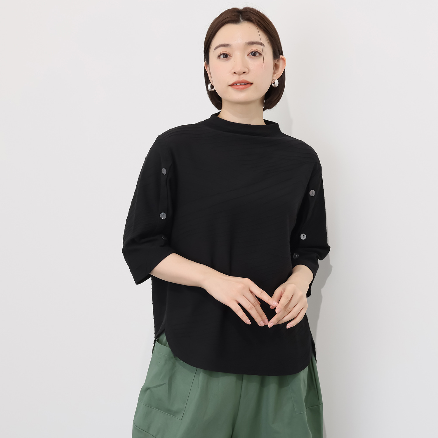 コイビトミサキ 袖ボタンアクセント ジャガードプルオーバー