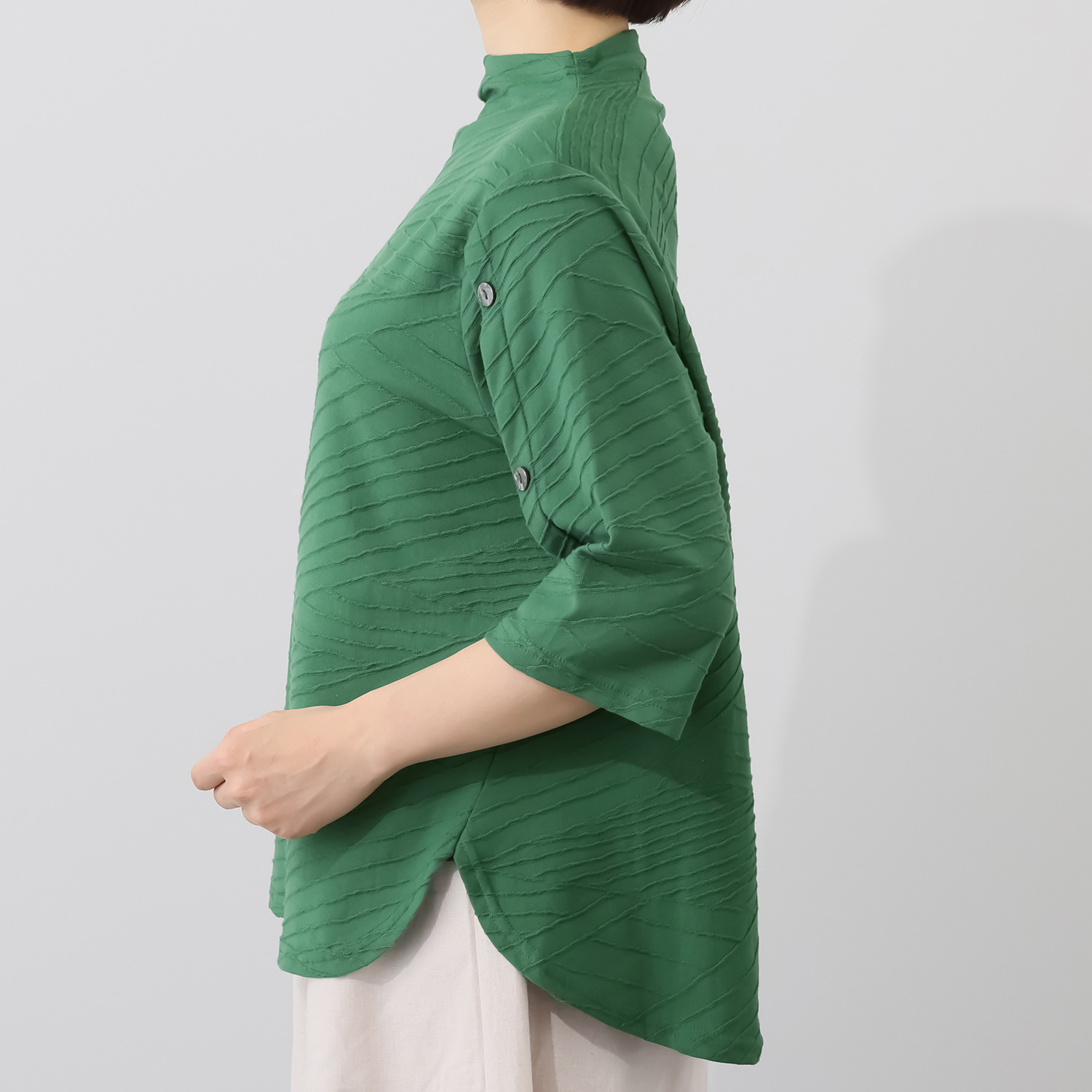 コイビトミサキ 袖ボタンアクセント ジャガードプルオーバー