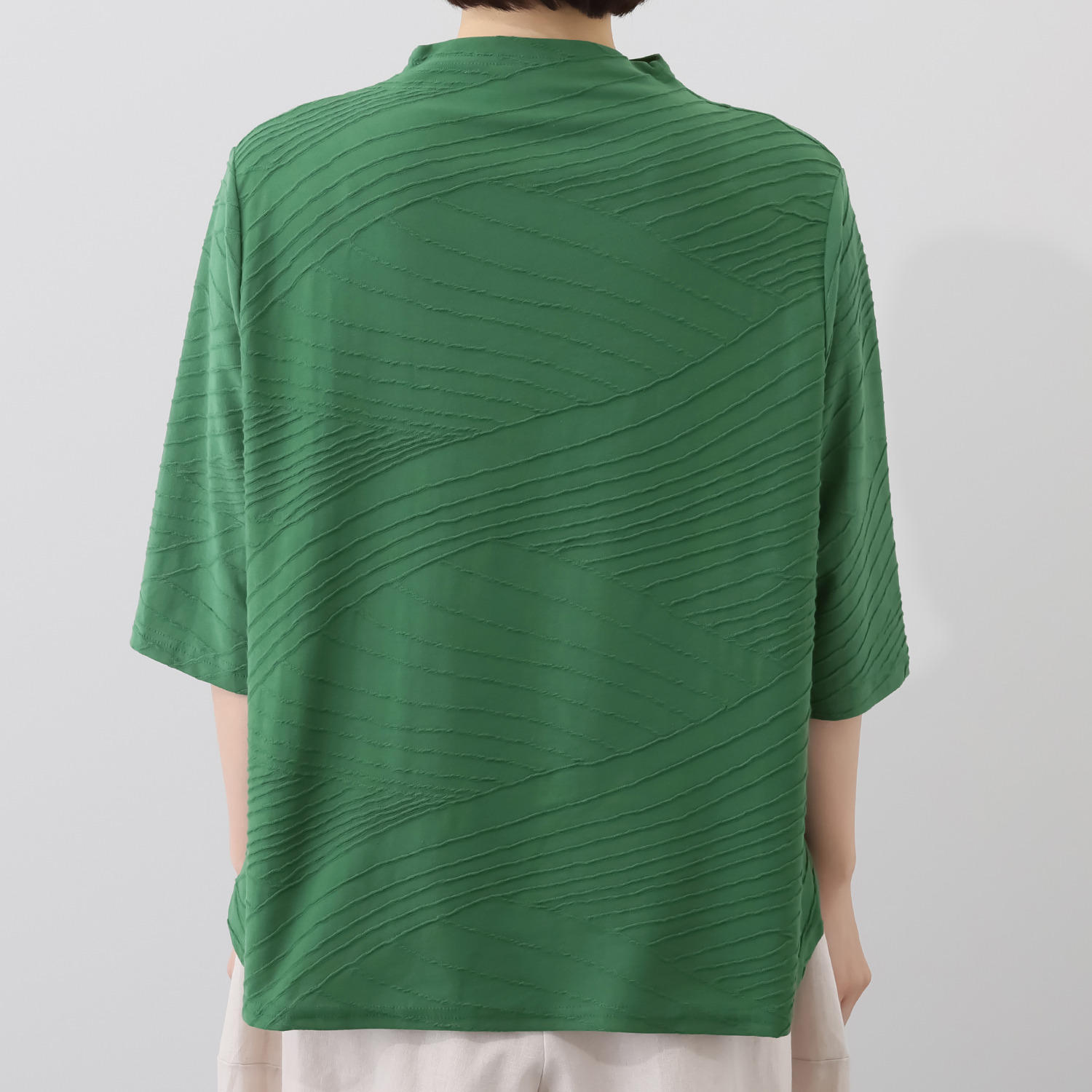 コイビトミサキ 袖ボタンアクセント ジャガードプルオーバー