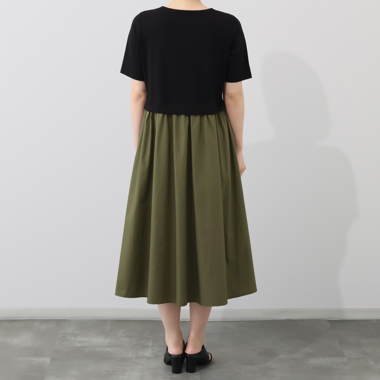 コイビトミサキ コットン１００％ 配色デザイン ドッキングワンピース