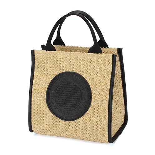 ラルジュ サークル型押アクセント スクエアかごバッグ