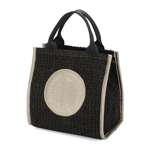 ラルジュ サークル型押アクセント スクエアかごバッグ