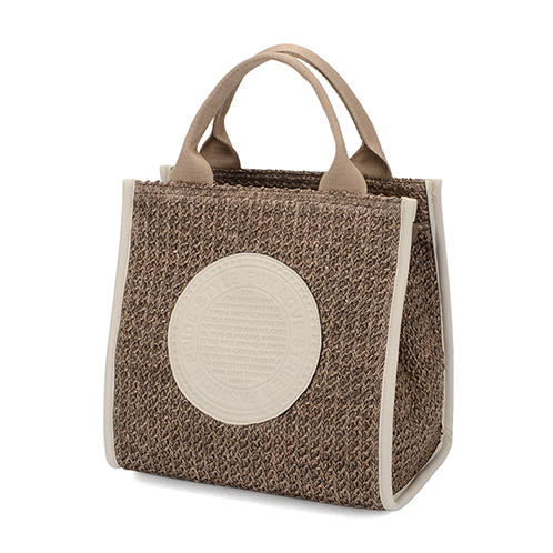 ラルジュ サークル型押アクセント スクエアかごバッグ