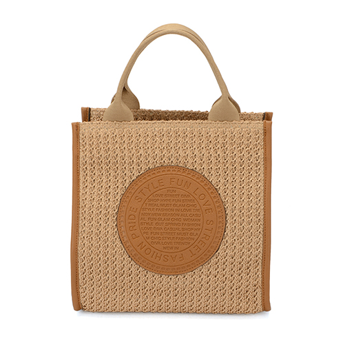 ラルジュ サークル型押アクセント スクエアかごバッグ