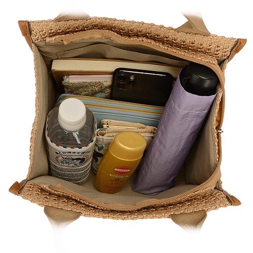 ラルジュ サークル型押アクセント スクエアかごバッグ