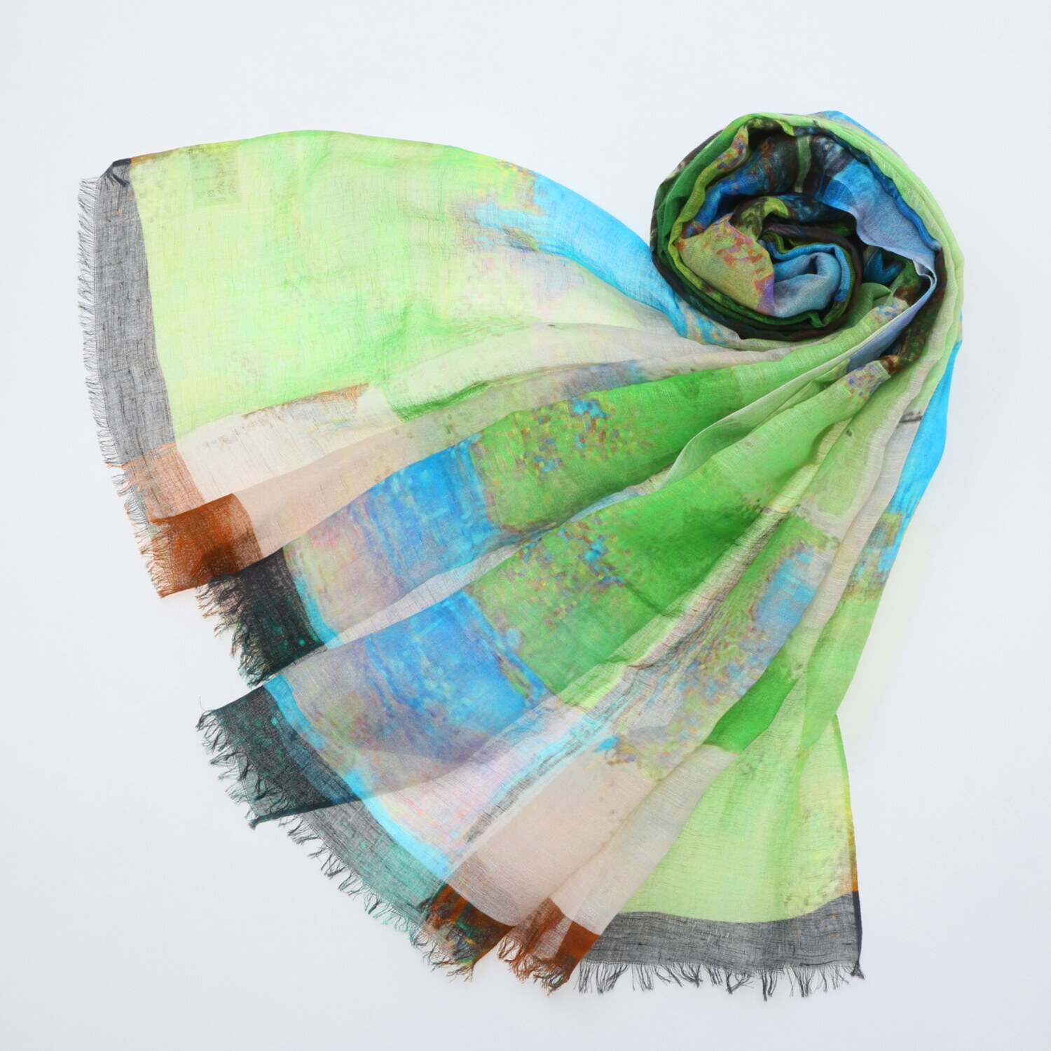 ダジュール 手書き風プリント ストール