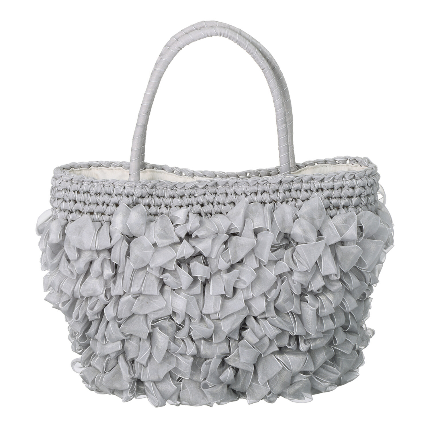 クーコ オーガンジーテープ フリルトート