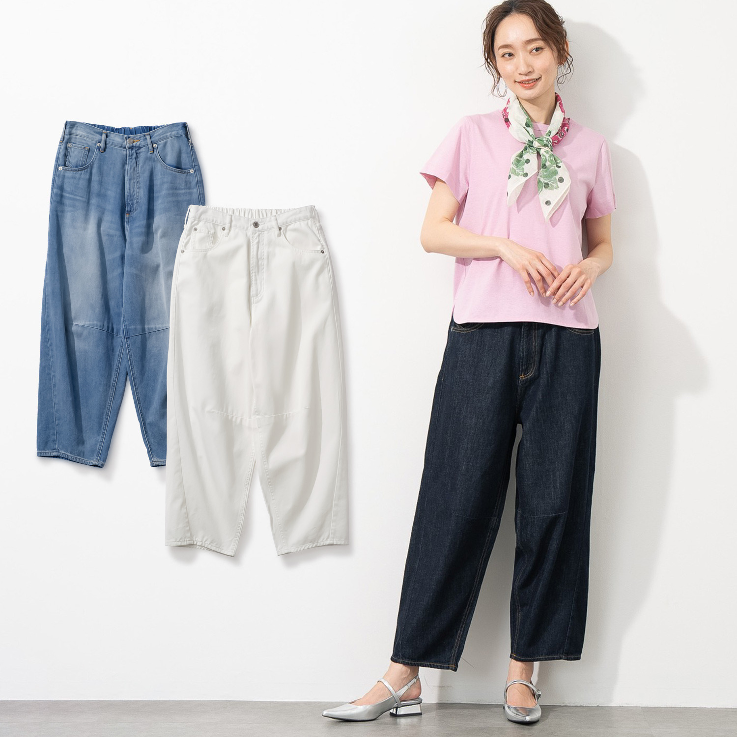 ＢＯＵＮＣＹ　ＢＯＮＤ 軽やかで柔らかい ライトオンスデニム カーブデザインパンツ