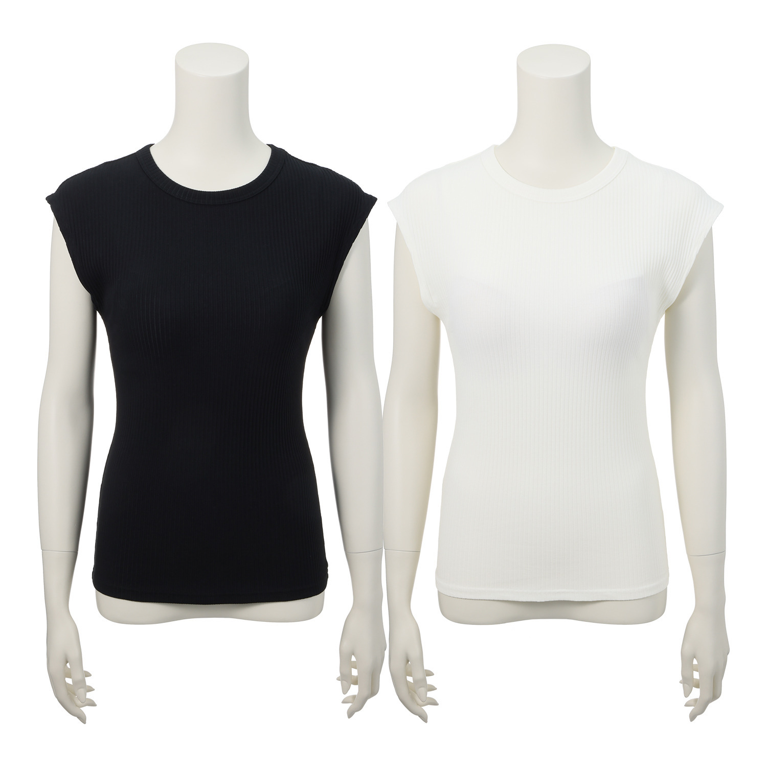 プラスケー コットンブレンド フレンチスリーブ カップ付 リブインナートップス ２枚セット