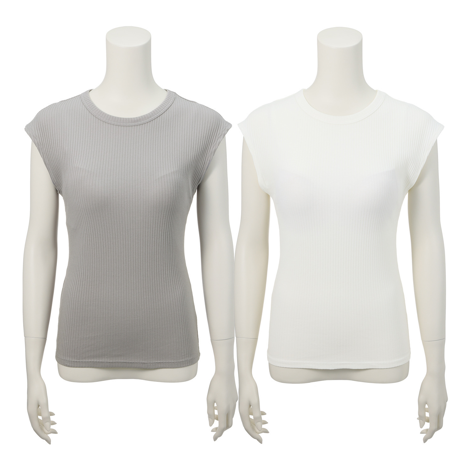 プラスケー コットンブレンド フレンチスリーブ カップ付 リブインナートップス ２枚セット