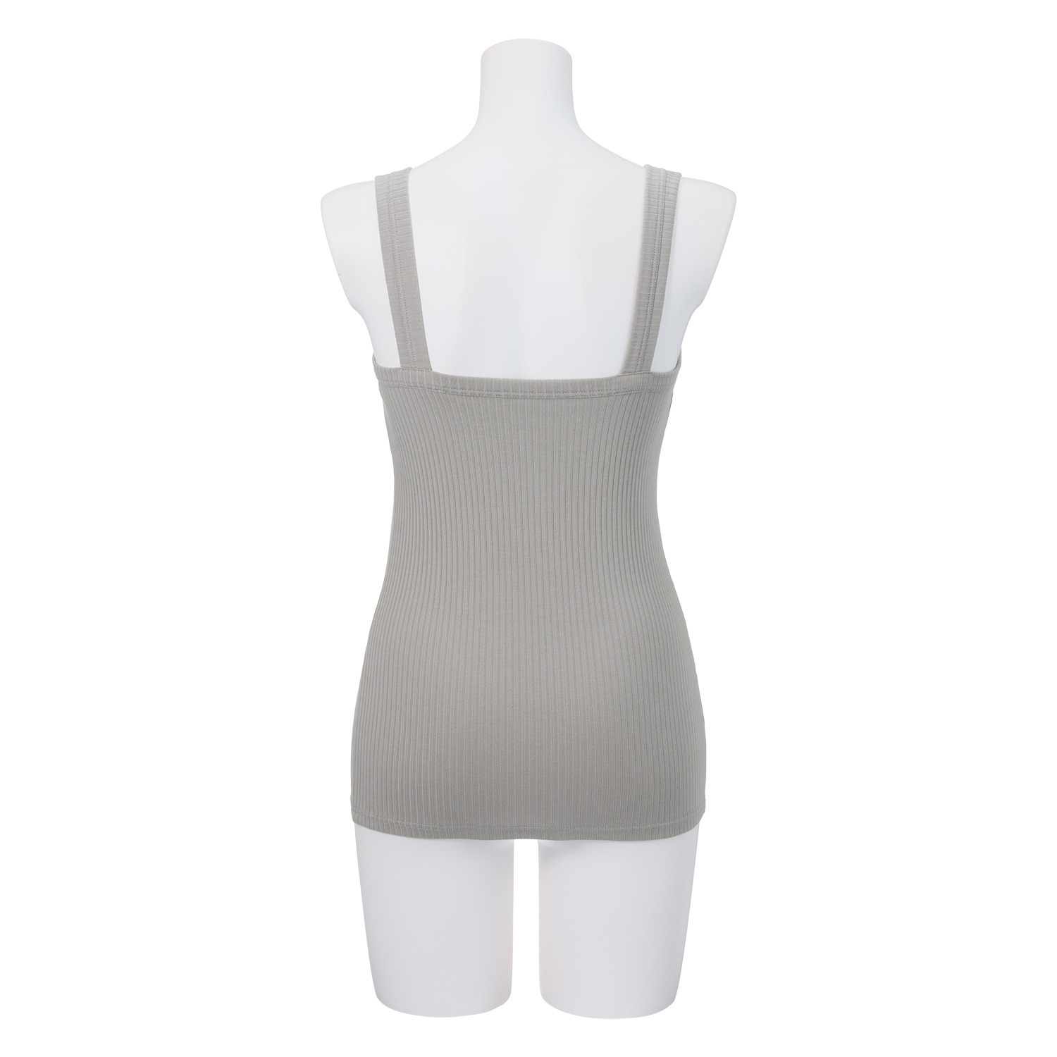 プラスケー コットンブレンド カップ付 リブタンクトップ ２枚セット