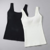 プラスケー コットンブレンド カップ付 リブタンクトップ ２枚セット