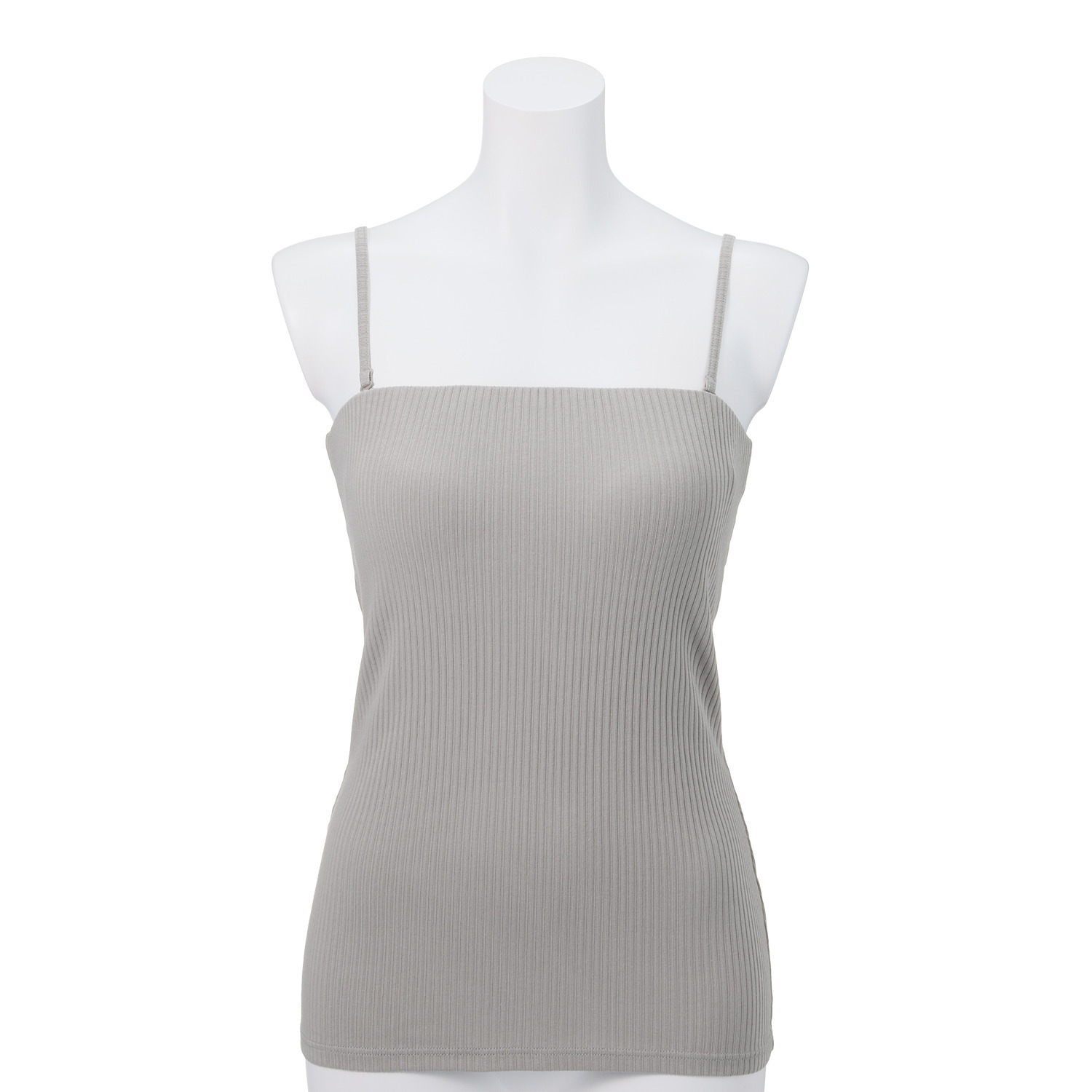 プラスケー コットンブレンド カップ付 リブベアトップ２枚セット