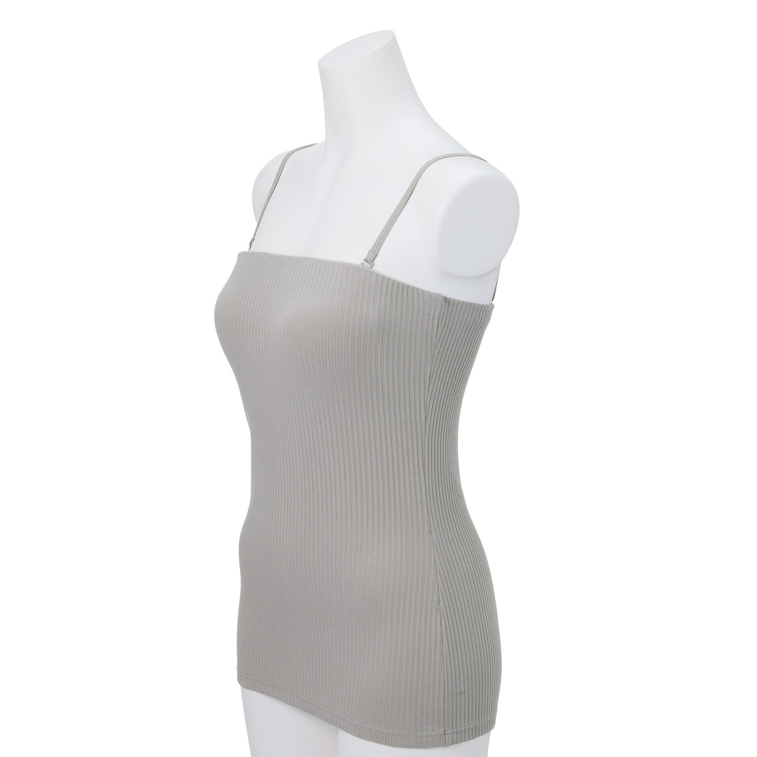 プラスケー コットンブレンド カップ付 リブベアトップ２枚セット