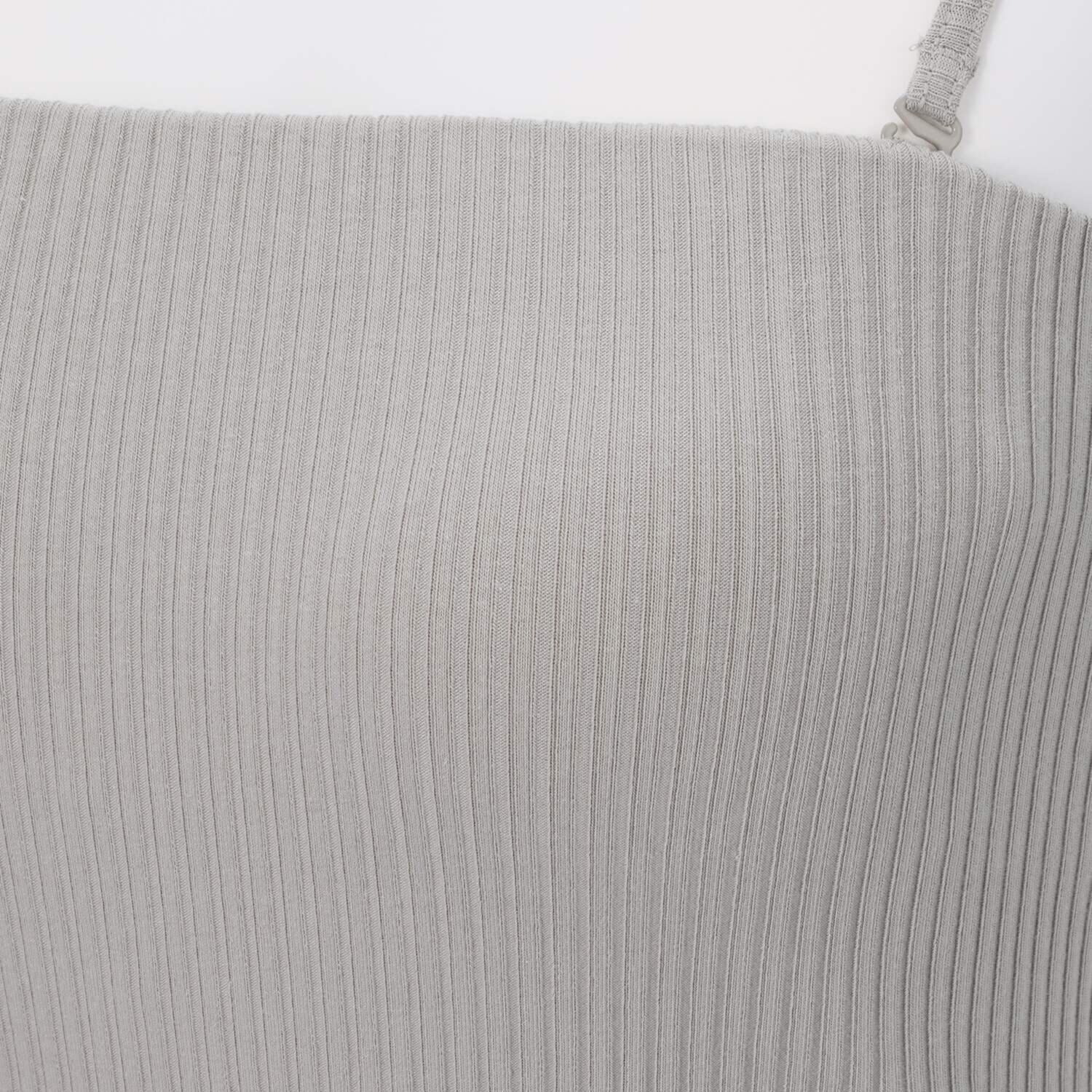 プラスケー コットンブレンド カップ付 リブベアトップ２枚セット