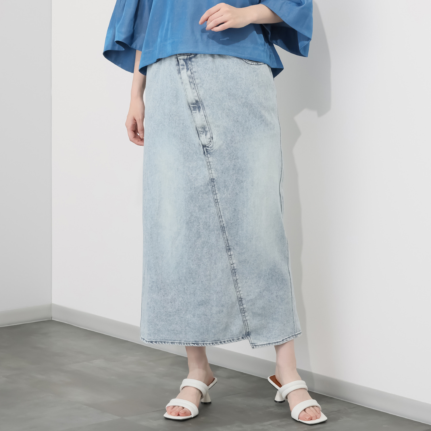 イロプライム シークレットゴム デニムスカート