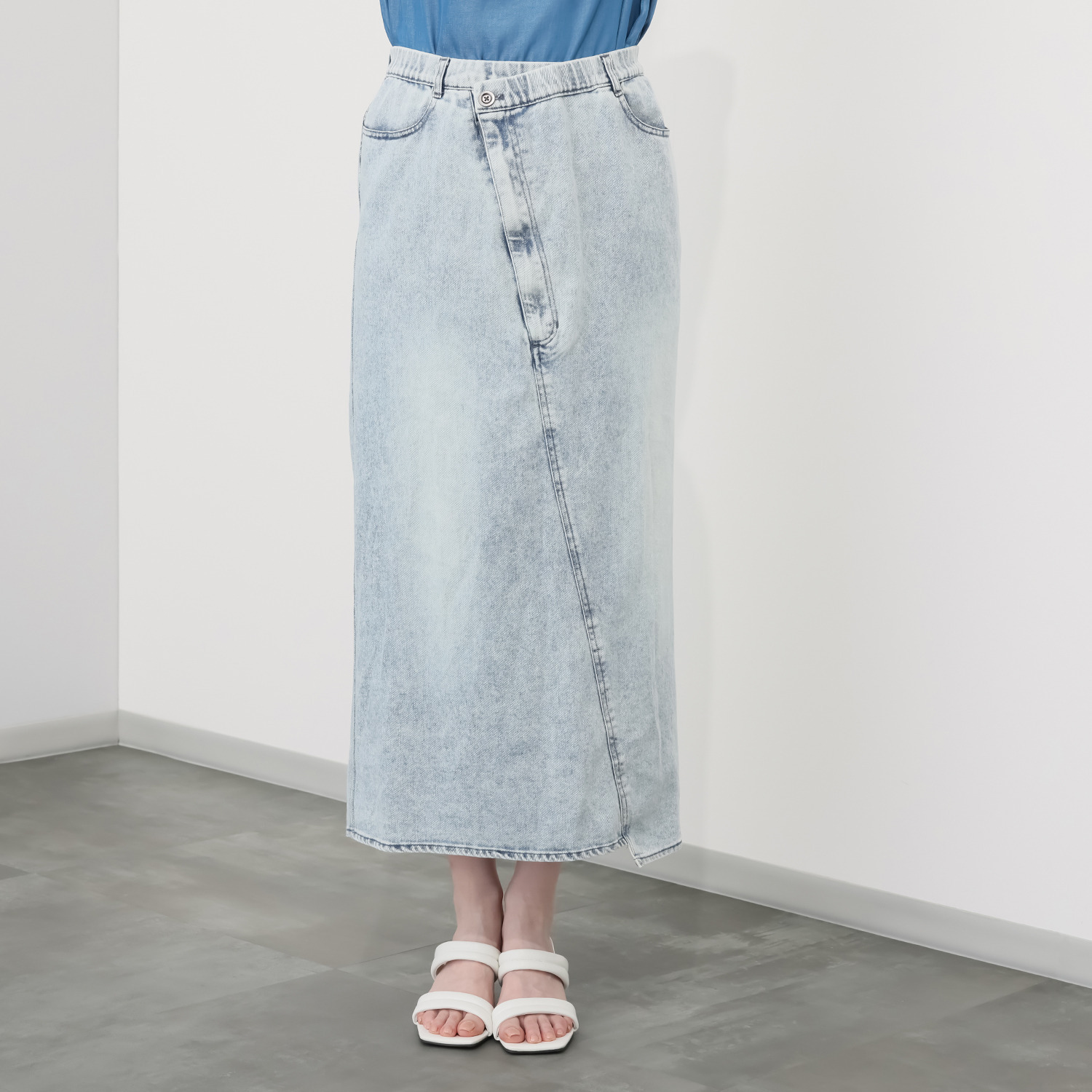 イロプライム シークレットゴム デニムスカート