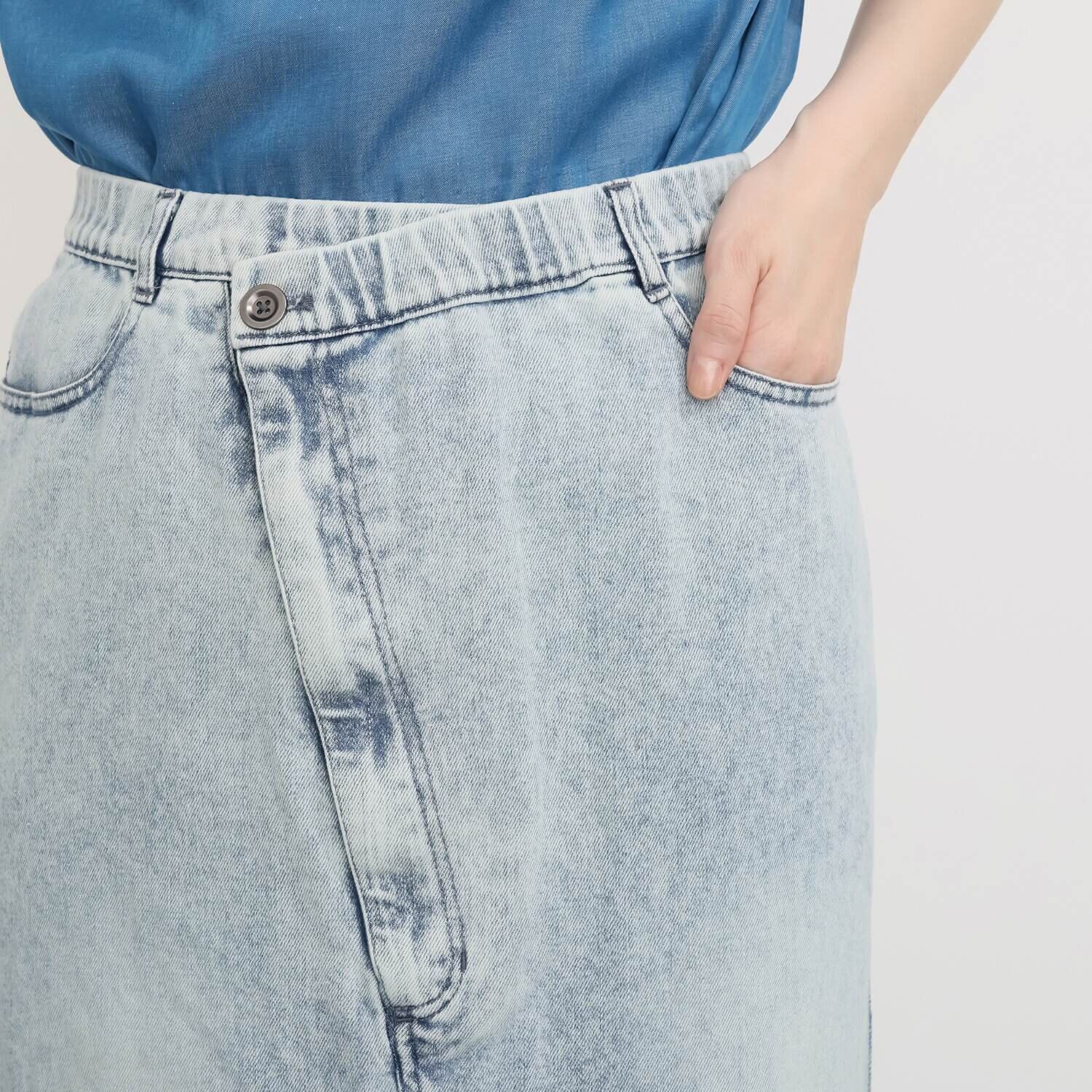 イロプライム シークレットゴム デニムスカート