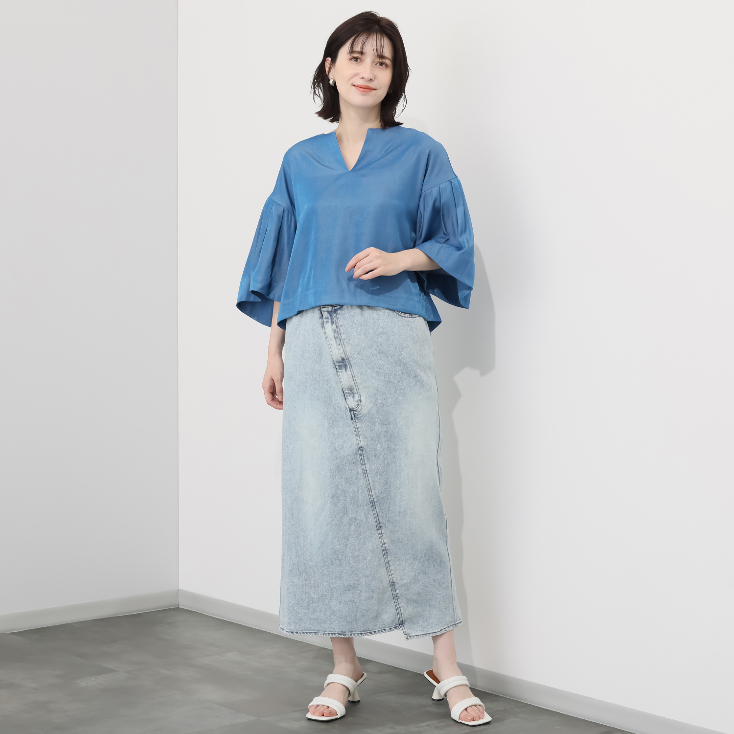 イロプライム シークレットゴム デニムスカート