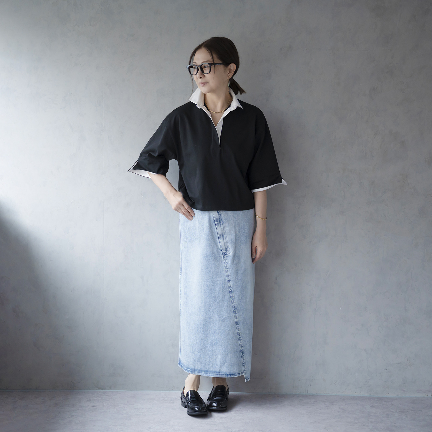 イロプライム シークレットゴム デニムスカート