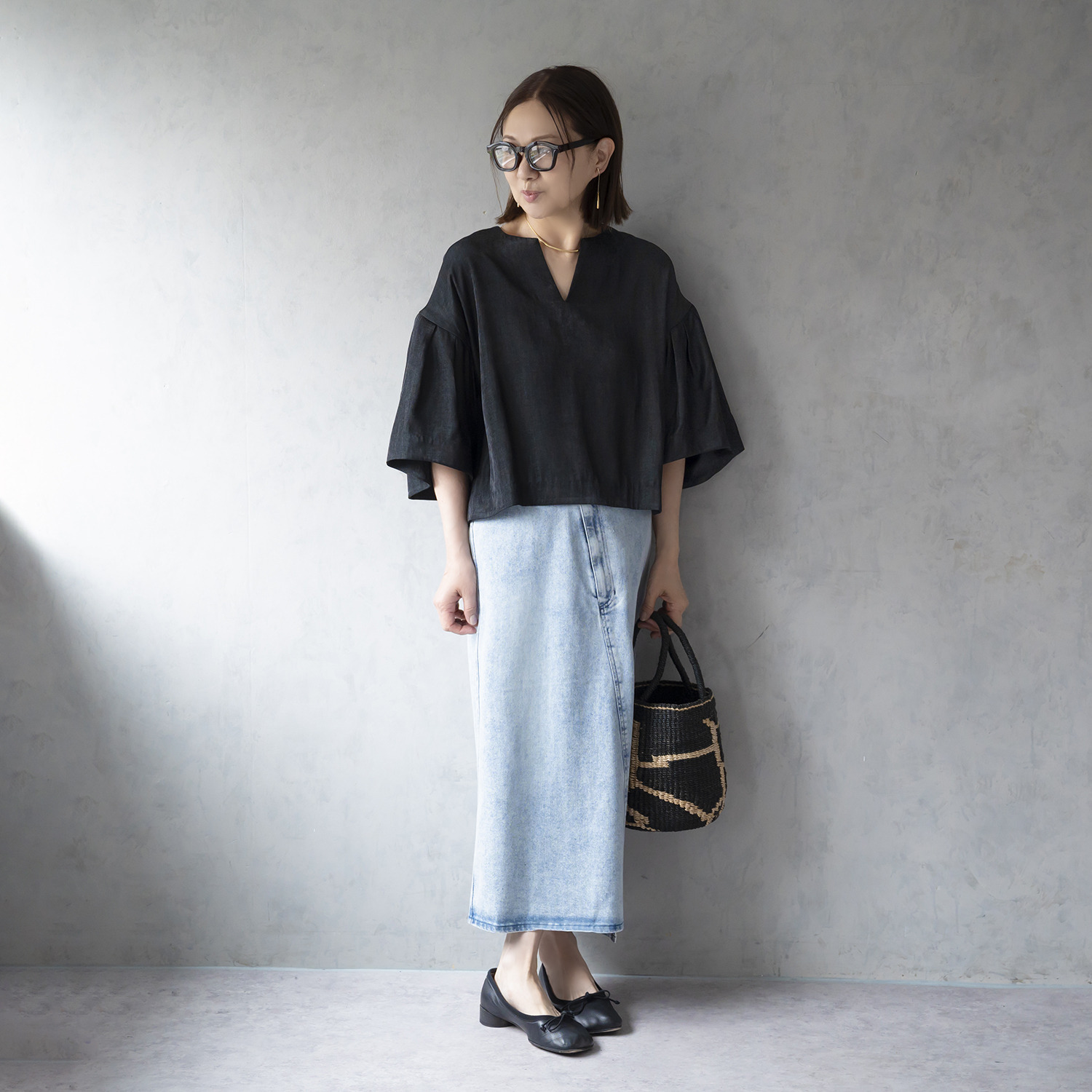 イロプライム シークレットゴム デニムスカート