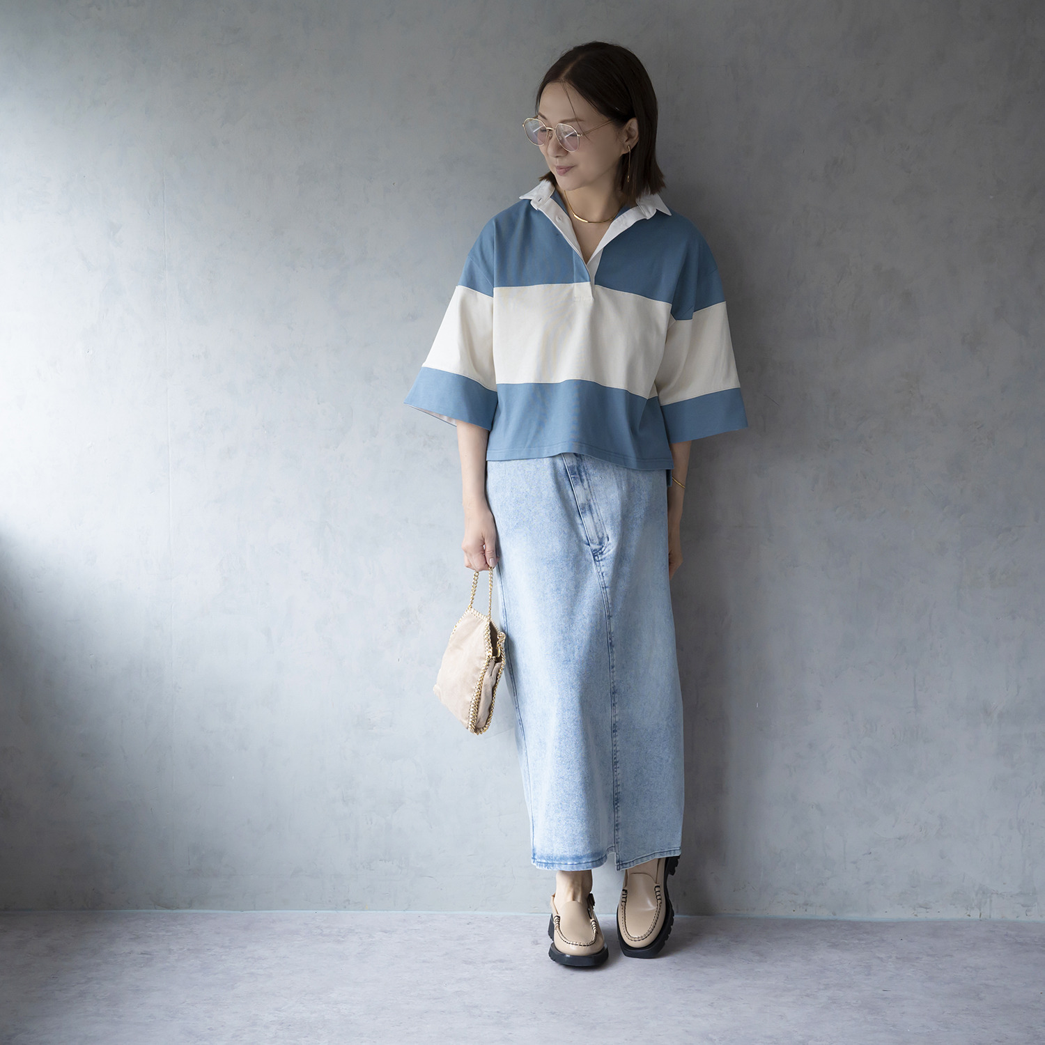 イロプライム シークレットゴム デニムスカート